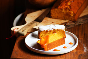 Plumcake di zucca agli agrumi con coulis al Rum