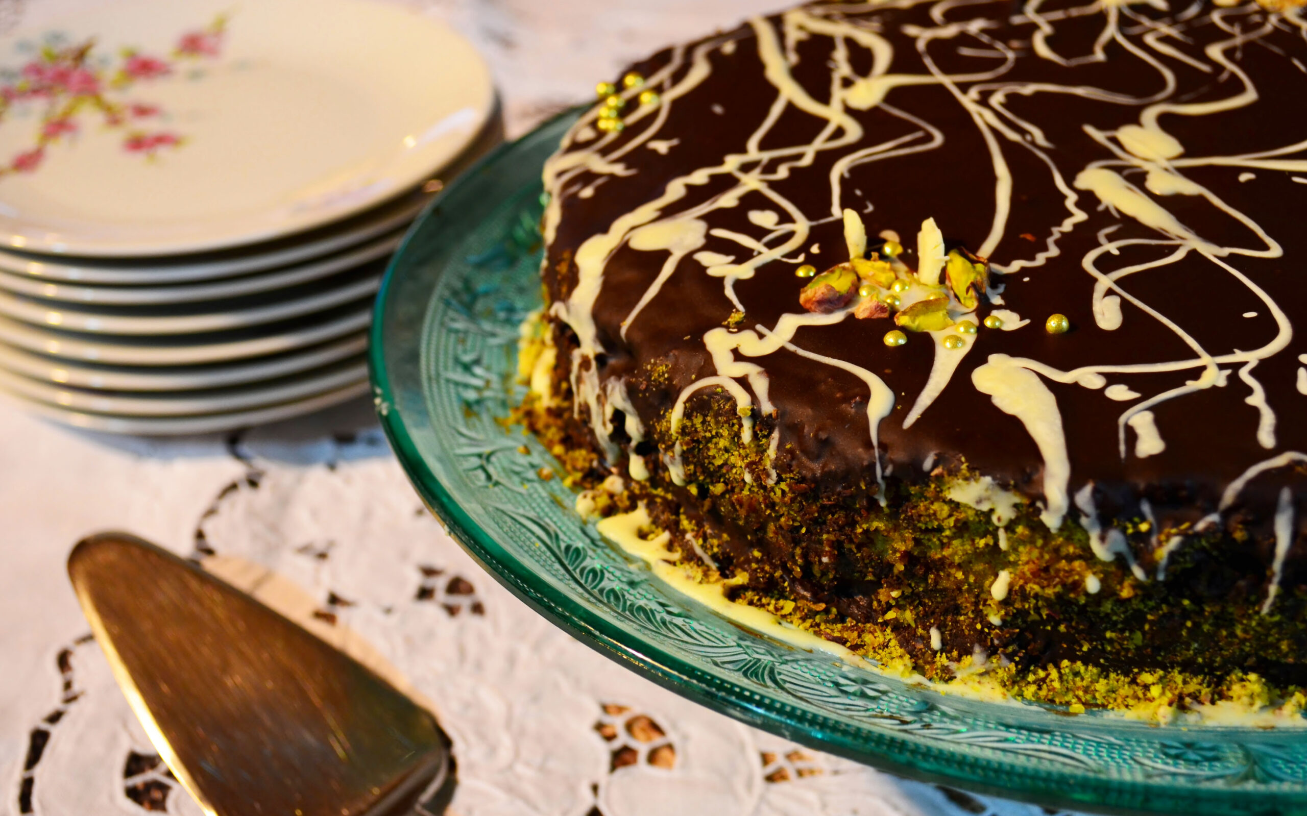 Torta al pistacchio e al cioccolato bianco